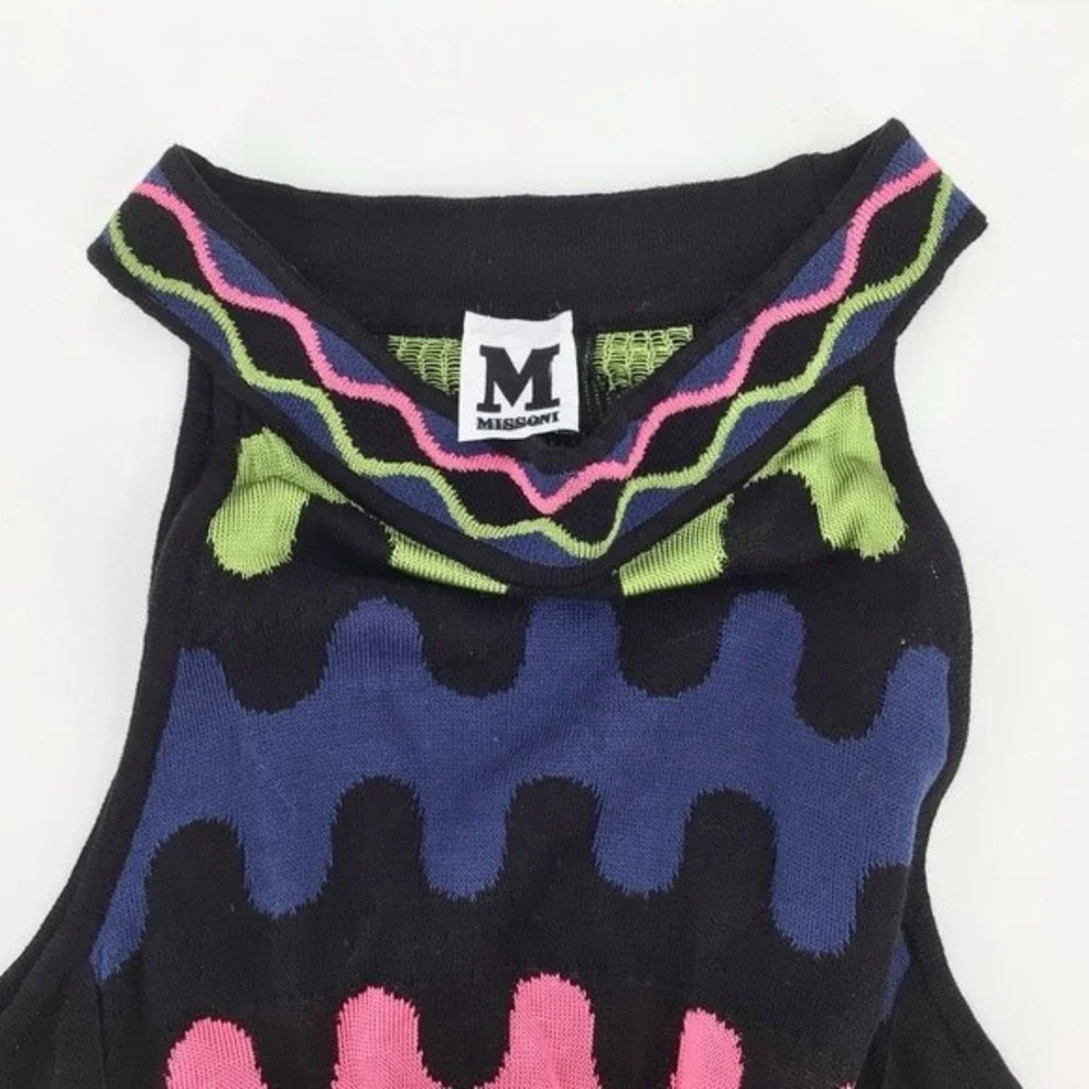 M Missoni Women's Halter Puzzle Stripe Knit Squiggle A Line Dress US Size 2 - Picture 5 of 16